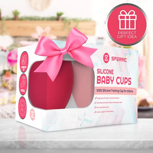 Vista 7 de Taza de silicona para bebé, taza de entrenamiento para niños pequeños, taza abierta para el destete LED del bebé, paquete de 2 tazas para bebés que