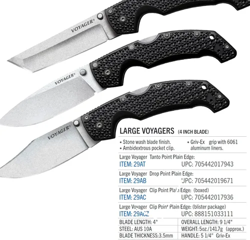 Vista 7 de Cold Steel Large Drop Point Voyager - 9 1/4" Total