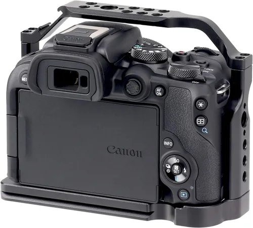 Vista 5 de Jaula Foto4easy R10 para cámara Canon R10 con placa de liberación rápida para Arca-Swiss, orificios para tornillos de 1/4 y 3/8 pulgadas y soporte