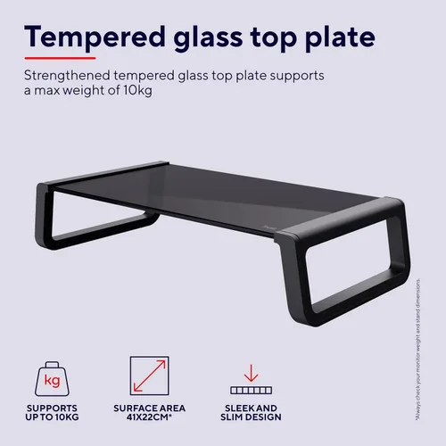 Vista 3 de Trust Monta 25271 - Soporte de pantalla de cristal templado para PC, 16.1 x 8.7 x 3.9 in, soporte ergonómico para monitor de escritorio, organizador