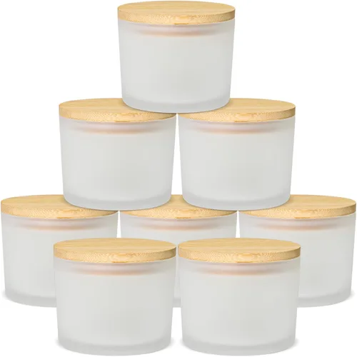 Vista 13 de SUPMIND Tarros de vela de 12 onzas para hacer velas, paquete de 8 tarros vacíos grandes de vidrio transparente con tapas de bambú, recipiente