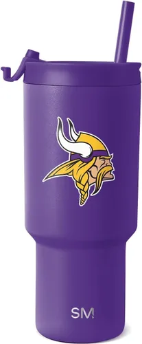 Vista 33 de Simple Modern, Colección Trek - Vaso térmico de acero inoxidable de 30 oz con tapa abatible y pajillas con licencia oficial de la NFL, regalos