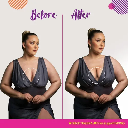 Vista 3 de PINQ POLKA Breast Lift Tape Pasties – 3 Pairs Adhesive Invisible Boob Tape for Saggy Breasts & 10 Seamless Nipple Covers