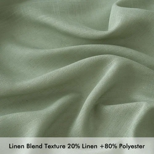 Vista 3 de Cortinas de lino MIULEE de 84 pulgadas de largo para sala de estar; 2 paneles, bolsillo para varilla con solapa trasera verde salvia, cortinas