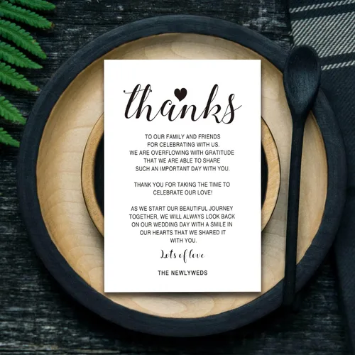 Vista 4 de Tarjetas de agradecimiento para recepción de boda, 50 tarjetas de letrero de mesa para cena de ensayo, 4 x 6 pulgadas