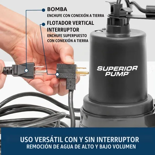 Vista 6 de Superior Pump 92372 Bomba de sumidero de termoplástico con interruptor vertical de flotador, 92572, 100.00 volts