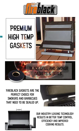 Vista 7 de Junta para barbacoa ahumadora FireBlack de alta temperatura autoadhesiva de 15 pies, resistente al calor de 1/2 x 1/8, negra