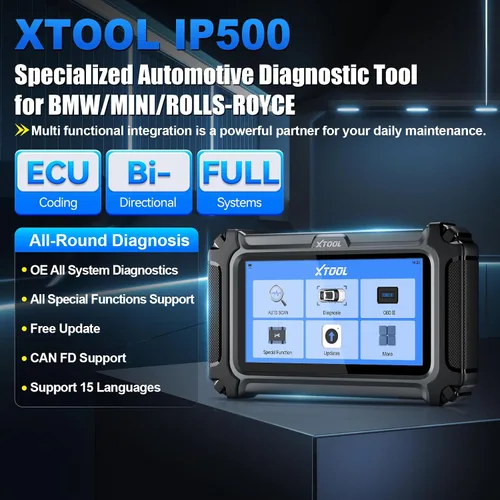 Vista 2 de XTOOL IP500 para escáner BMW OBD2, herramienta de escaneo bidireccional de sistemas completos con ECU C0ding, herramienta de registro de batería