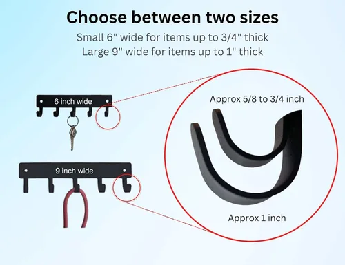 Vista 3 de Soporte para llaves para pared, pequeño de 6 pulgadas de ancho, fabricado en Estados Unidos