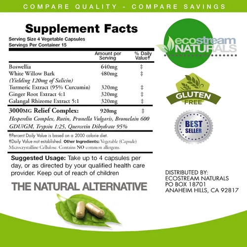 Vista 3 de Fórmula 3000 InflamCalm Advanced para mujer con cúrcuma, curcumina, enzimas y boswellia. Vegetariana, sin gluten - (el embalaje puede variar)