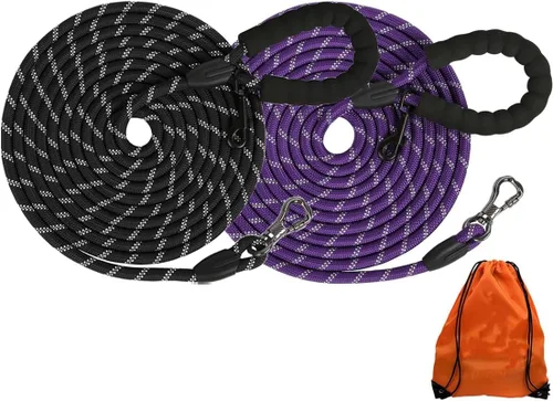 Vista 17 de Correa larga para perros para entrenamiento de 16 pies/20 pies/30 pies/50 pies/100 pies, correa reflectante con gancho bloqueable, cuerda resistente