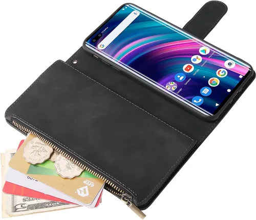 Vista 5 de Asuwish Funda compatible con BLU Bold N2, protector de pantalla de vidrio templado y funda de cuero con tapa para tarjetero, accesorios