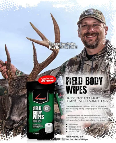 Vista 3 de LETHAL Hunting Scent Eliminator Field Body Wipes 2-Pack