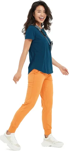 Vista 4 de Pantalones deportivos de cintura alta con bolsillos para mujer, pantalones deportivos cónicos para correr, yoga, entrenamiento, atléticos