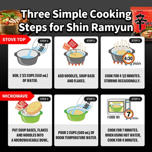 Vista 5 de Nongshim Ramen Noodles, Ramen instantáneo gourmet, sopa de fideos microondable premium, Shin picante, paquete familiar, 4.23 onzas (paquete de 16)