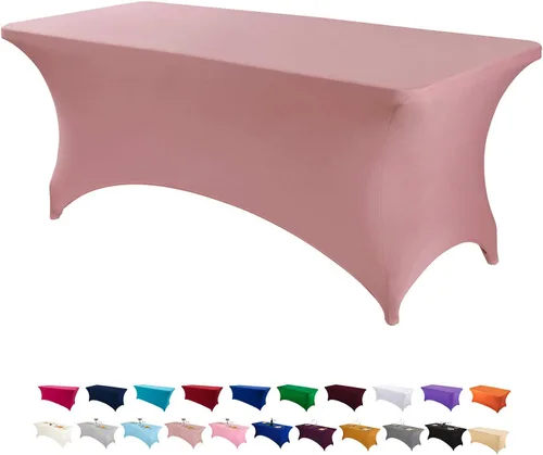 Vista 18 de Peomeise - Funda de mesa de elastano de 4 pies, mantel rectangular elástico de elastano (verde manzana, 4 pies)