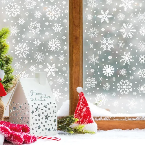 Vista 9 de WALPLUS Adhesivos de Navidad para Ventana - Decoraciones de Liquidación, de Doble Cara, Reutilizables, Despegar y Pegar, Extraíbles para Vidrio