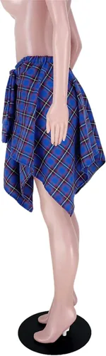 Vista 5 de Faldas a cuadros para mujer, cintura alta, nudo frontal, dobladillo asimétrico, mini falda patinadora