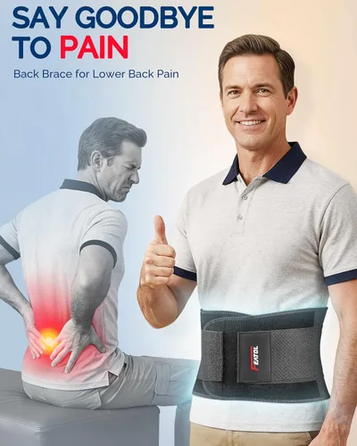 Vista 2 de FEATOL Soporte de espalda transpirable con almohadilla lumbar para mujeres y hombres, cinturón de soporte para alivio del dolor de espalda baja