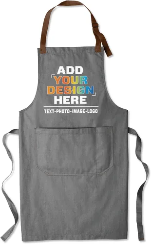 Vista 2 de NACRE APPAREL Delantal con pechera personalizado para hombres y mujeres, añade tu diseño de logotipo, diseño de foto, delantal de chef personalizado