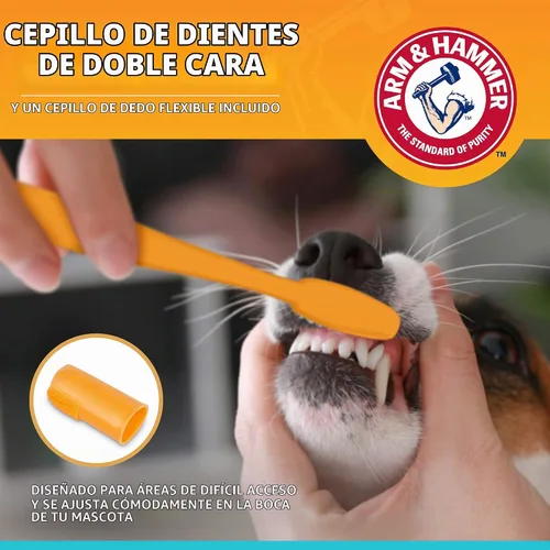 Vista 3 de Arm & Hammer Enzymatic - Kit de cuidado dental para perros, sabor a pollo, tubo de 2.5 onzas Pasta de dientes de bicarbonato de sodio, sabor a