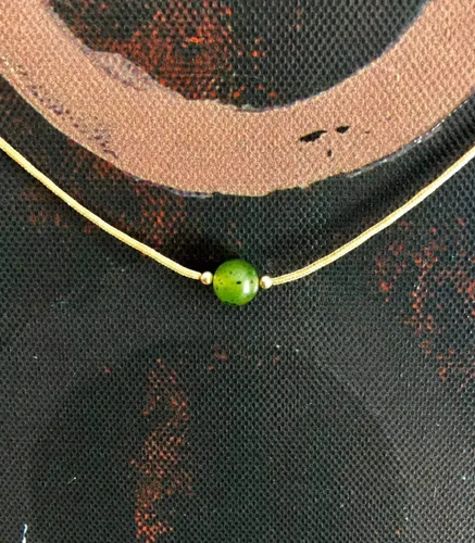 Vista 8 de Collar de piedras preciosas, gargantilla de jade nefrita natural de Canadá, collar impermeable, collar delicado simple, gargantilla delicada, collar