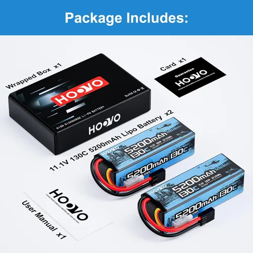 Vista 7 de HOOVO Batería Lipo 3S, 5200mAh 130C 11.1V Lipo batería rígida con enchufe TR, batería RC para coche RC, barco RC, camión RC, modelo de carreras RC