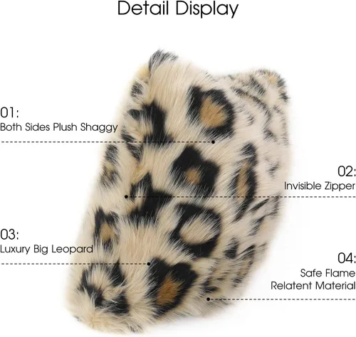 Vista 3 de INSMEER 1 funda de almohada con estampado de leopardo verdadero, fundas de almohada decorativas de piel sintética de leopardo, fundas de almohada