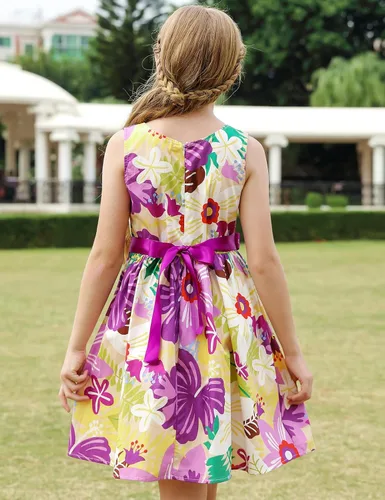 Vista 202 de Vestido de verano para niña, de algodón, con diseño floral