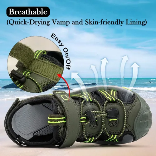Vista 4 de JMFCHI FASHION Sandalias deportivas para niños, sandalias para exteriores, senderismo, atléticas, puntera cerrada, sandalias de playa para niñas