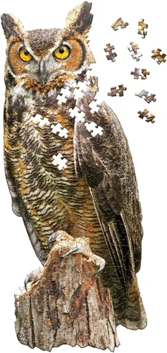 Vista 4 de Madd CAPP: I AM Great Horned OWL - Rompecabezas de 300 piezas, rompecabezas en forma de pájaro, tamaño terminado de 29 x 12 pulgadas, incluye