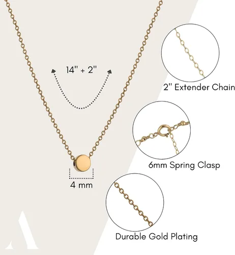 Vista 3 de Annika Bella Collar de cuentas pequeñas, collar de 14 pulgadas, gargantilla de cadena ajustable, gargantilla con dije de lunares, joyería de plata