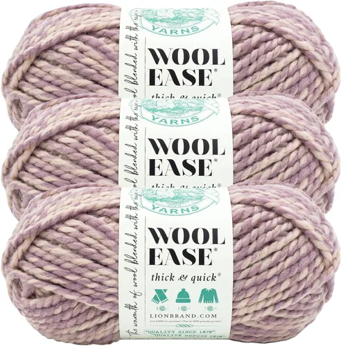 Vista 120 de Lion Brand Yarn - Ovillo de lana Wool-Ease Thick & Quick color fuerza aérea Super Bulky Wool Acrylic Blend Fiber for Soft Hats, Sweaters, Chunky
