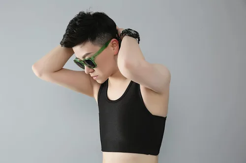 Vista 2 de BaronHong Carpeta de pecho transpirable de malla elástica Shapewear para Tomboy Trans Lesbian