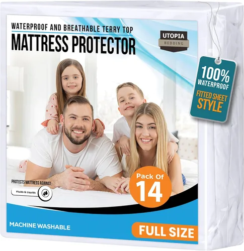 Vista 31 de Utopia Bedding – Protector impermeable de colchón tamaño individual, funda de colchón de terry premium de 200 GSM, transpirable, estilo ajustado