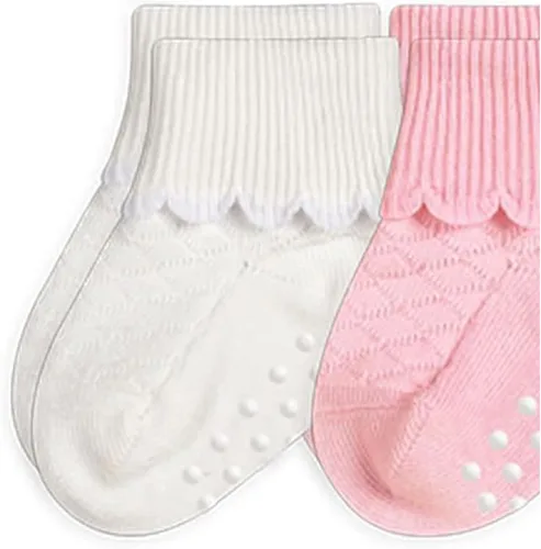 Vista 2 de Jefferies Socks Paquete de 6 puños festoneados antideslizantes para bebé niña