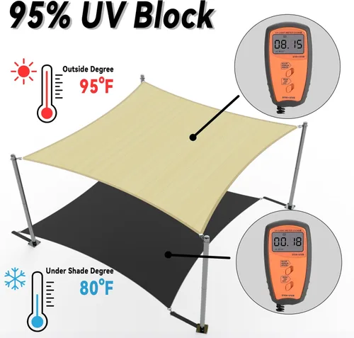 Vista 3 de Colourtree Toldo rectangular personalizado UPF50, toldo rectangular con bloqueo UV, estándar comercial, resistente, 190 GSM, 3 años de garantía