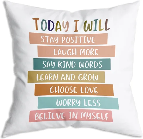 Vista 14 de Funda de Almohada Suave para Decoración con Citas Inspiradoras "Eres Valiente Suficiente Amado", Funda de Almohada y Cojín para Sofá, Sofá Cama