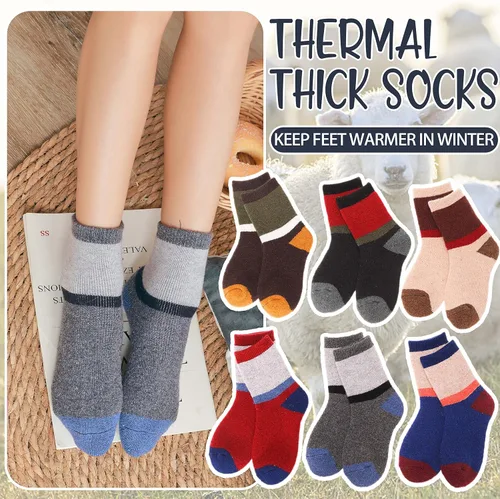 Vista 4 de EBMORE - Calcetines de lana merino para niños para niños pequeños, niños y niñas, térmicos, cálidos, gruesos, para senderismo, invierno, calcetines