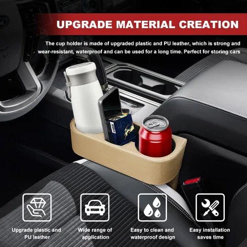 Vista 3 de Portavasos para Hueco de Automóvil, Caja de Almacenamiento para Asiento de Automóvil, Soportes Multifuncionales para Bebidas, Organizador de Bebidas