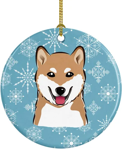 Vista 16 de Caroline's Treasures Adorno de cerámica con diseño de copo de nieve para colgar en el árbol de Navidad, para el hogar, Navidad, fiestas, regalo, 3