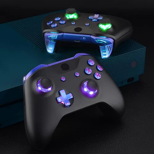 Vista 6 de eXtremeRate Chameleon Classical Symbols Bumpers Dpad Thumbsticks Start Back ABXY Buttons Multi-Colors Luminated DTFS DTF 20 Kit LED para Xbox One SX