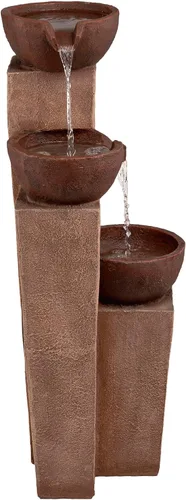 Vista 10 de Alpine Corporation ZEN398 - Fuente de agua moderna de 3 niveles para exteriores de 35 pulgadas, elegante fuente de suelo rústica para jardín, patio