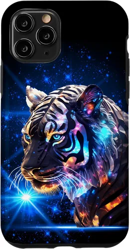 Vista 10 de Funda para iPhone 14 Cosmic Silver Tiger Blue Star Wild Animal Safari