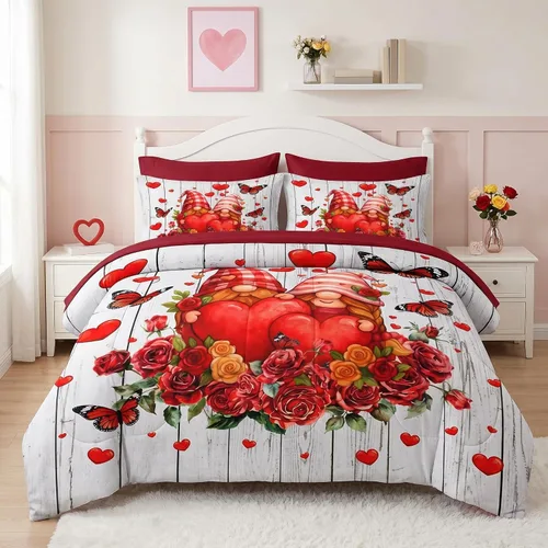 Vista 8 de Nesker Juego de edredón de primavera de 5 piezas, tamaño individual, juego de ropa de cama floral con mariposas para niños y adultos, juego