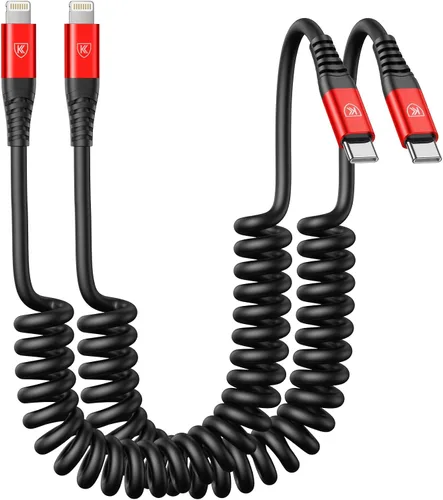 Vista 12 de Paquete de 2 cables de carga USB C a USB C en espiral para automóvil, cable de carga rápida USBC tipo C compatible con 17/1615/15 Plus/15 Pro/15 Pro