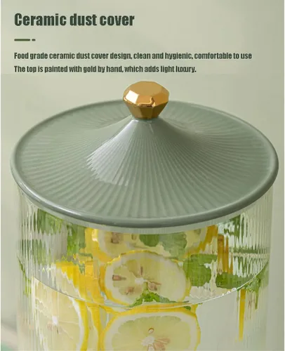Vista 4 de Dispensador de bebidas de vidrio de gran capacidad con soporte para jarra de agua, tetera para fiestas al aire libre, dispensador de jugos de picnic
