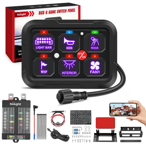 Vista 32 de Nilight Sistema de relé de control de circuito azul 12V 24V del panel
