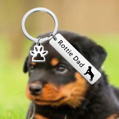 Vista 6 de LQRI Rottweiler Rottie Mom Rottie Dad Kechain Set de joyería para perros y mascotas, regalo Rottie para Rottweiler Rottie Mamá Papá, Metal, Acero