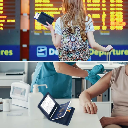 Vista 6 de ACdream - Tarjetero combinado para colocar pasaporte y tarjeta de vacunación funda protectora con ranura para tarjeta de vacunación del CDC
